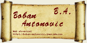 Boban Antonović vizit kartica